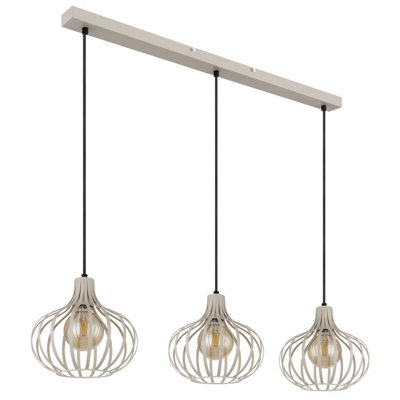 Luminosa Mateo Bar Pendant Ceiling Light Creme Coloured Matt 3x E27