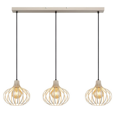 Luminosa Mateo Bar Pendant Ceiling Light Creme Coloured Matt 3x E27