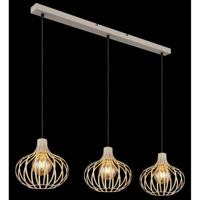 Luminosa Mateo Bar Pendant Ceiling Light Creme Coloured Matt 3x E27
