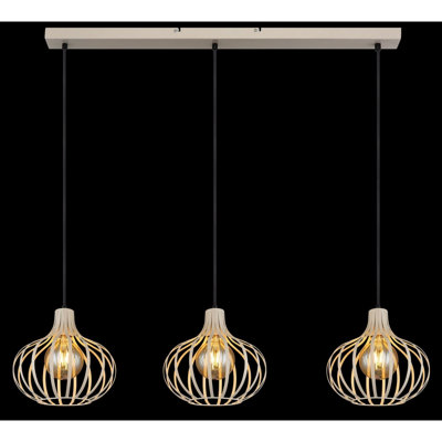 Luminosa Mateo Bar Pendant Ceiling Light Creme Coloured Matt 3x E27