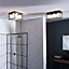Luminosa Matera Bathroom 4 Light Ceiling Semi Flush Matt Black & Matt Opal Glass IP44