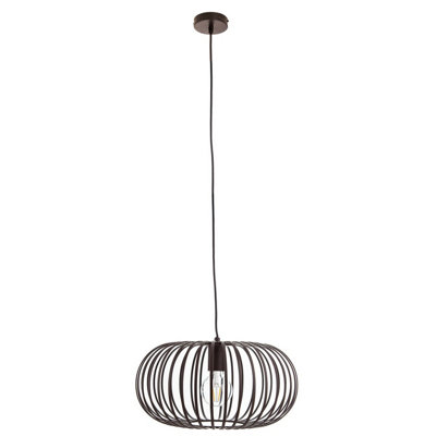 Luminosa Max Wire Frame Pendant Ceiling Light Brown 1x E27