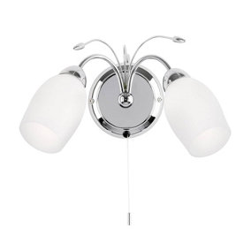 Luminosa Meadow 2 Light Indoor Wall Light Chrome with White Glass, E14