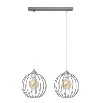 Luminosa Mercure Straight Bar Pendant Ceiling Light Grey 50cm