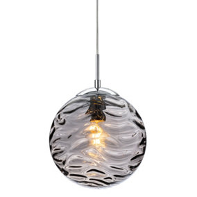Luminosa Mercury Globe Pendant Light Chrome with Smoked Glass