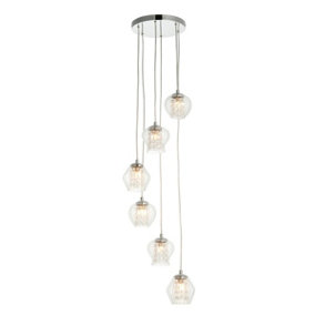 Luminosa Mesmer Plate Pendant Ceiling Lamp, Chrome Plate With Glass, Glass Beads
