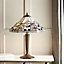Luminosa Metropolitan 2 Light Medium Table Lamp Tiffany Glass, Deep Antique Patina, E27