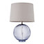 Luminosa Mia Table Lamp Smokey Grey Ribbed Glass & Natural Linen 1 Light IP20 - E27