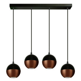 Luminosa Midway Straight Bar Pendant Ceiling Light Black, Copper 60cm