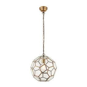 Luminosa Miele 1 Light Spherical Ceiling Pendant Antique Brass, Glass, E27