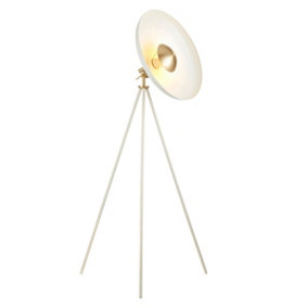 Luminosa Milan Complete Floor Lamp, Warm White, Brushed Brass Plate