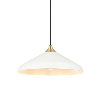 Luminosa Milan Single Pendant Ceiling Lamp, Warm White, Brushed Brass Plate