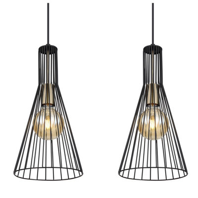 Luminosa Milli Bar Pendant Ceiling Light Black 3x E27