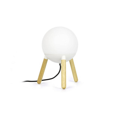 Luminosa Mine 1 Light Table Globe Lamp White, Wood, E27