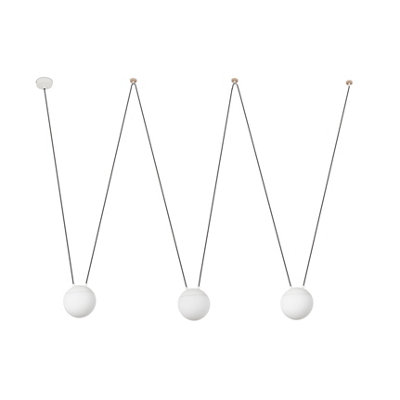 Luminosa Mine 3 Light Ceiling Pendant White, Wood, E27