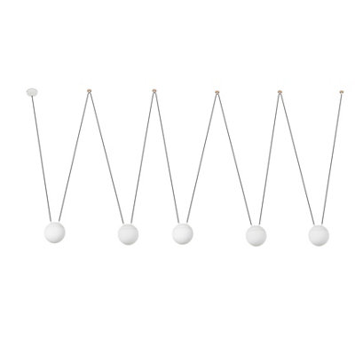Luminosa Mine 5 Light Ceiling Pendant White, Wood, E27