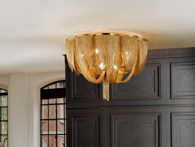 Luminosa Minerva 10 Light Flush Ceiling Light Nickel, G9 - UK Stock