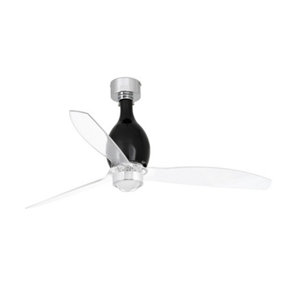 Luminosa Mini-Eterfan LED Matt Black, Transparent Ceiling Fan with DC Motor Smart - Remote Included, 3000K