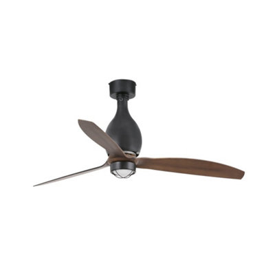 Luminosa Mini-Eterfan LED Matt Black, Wood Ceiling Fan with DC Motor Smart - Remote Included, 3000K