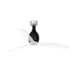Luminosa Mini-Eterfan Matt Black, Transparent Ceiling Fan With DC Motor Smart - Remote Included