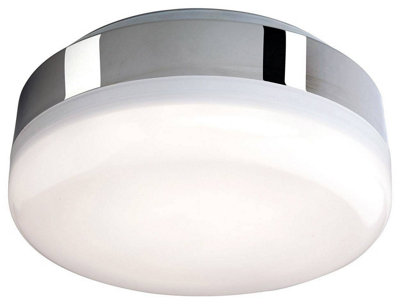 Luminosa Mini LED Bathroom Ceiling Flush Light Chrome, White Polycarbonate Diffuser IP44