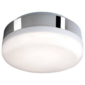 Luminosa Mini LED Bathroom Ceiling Flush Light Chrome, White Polycarbonate Diffuser IP44