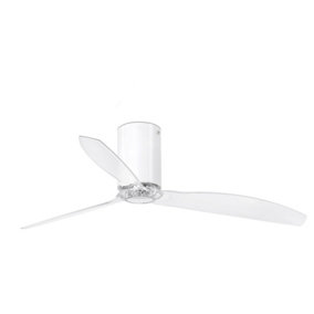 Luminosa Mini Medium Ceiling Fan Clear, White Gloss - Optional LED Light Sold Separately