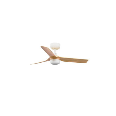 Luminosa Mini Punt Small Led White, Light Wood DC Ceiling Fan 6 Speed