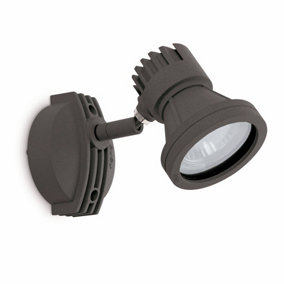 Luminosa Miniproject 1 Light Outdoor Wall Spotlight Dark Grey IP65, GU10