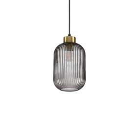 Luminosa Mint-1 Indoor Glass Dome Ceiling Pendant Lamp 1 Light Smokey, E27