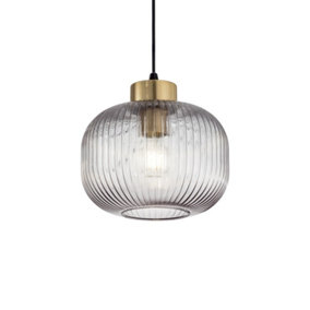 Luminosa Mint-2 Indoor Glass DomeCeiling Pendant Lamp 1 Light Smokey, E27