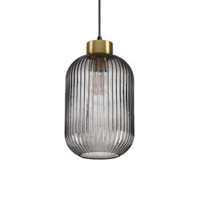 Luminosa Mint-3 Indoor Glass DomeCeiling Pendant Lamp 1 Light Smokey, E27