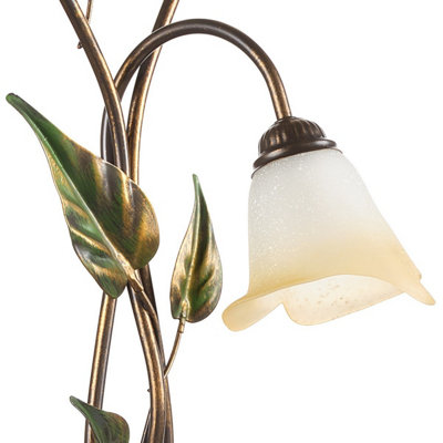 Luminosa Miranda 3 Light Glass Table Lamp, Antique Gold, Glass Shades