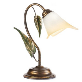Luminosa Miranda Glass Table Lamp, Antique Gold, Glass Shades