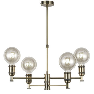 Luminosa Miyako 4-Light Pendant Lamp Antique Brass | DIY at B&Q