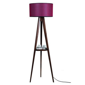 Luminosa Model 1 Deco Burgundy Wooden Floor Lamp 1xE17
