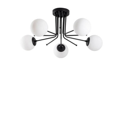 Luminosa Model 12 Deco 5-light Ceiling Lamp Black