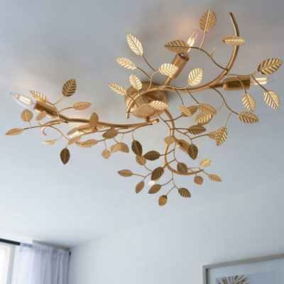 Luminosa Modena Decorative Flush Ceiling Lamp, Gold Leaf