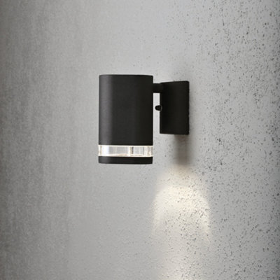 Luminosa Modena Outdoor Modern Single Wall Light Black, Transparent, IP44