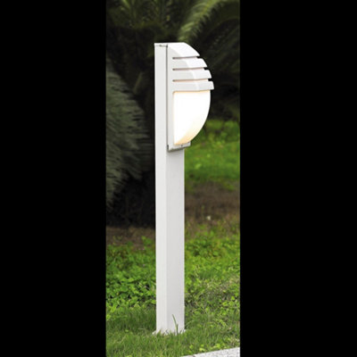 Luminosa Modern Bollard Lamp White 1 Light  with Milk Shade, E27, IP44