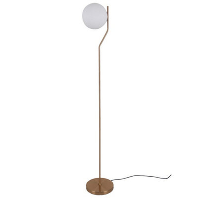 Luminosa Modern Floor Lamp Honey Brass 1 Light  with White Shade, E27