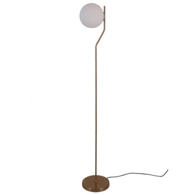 Luminosa Modern Floor Lamp Honey Brass 1 Light  with White Shade, E27