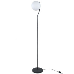 Luminosa Modern Floor Lamp Satin Black 1 Light  with White Shade, E27