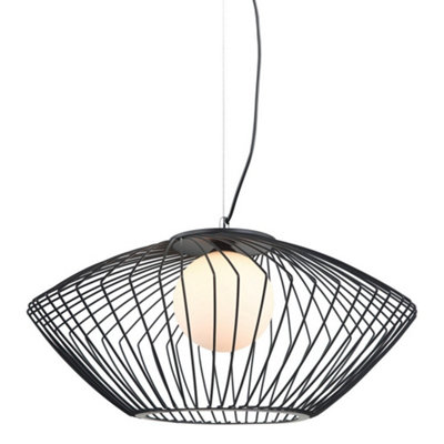 Luminosa Modern Hanging Pendant Black 1 Light With Black White Shade E27 Diy At Bandq