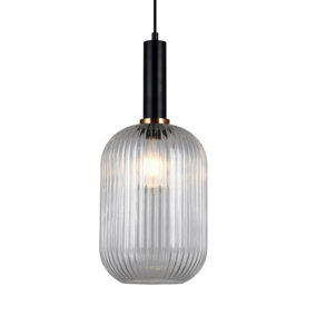 Luminosa Modern Hanging Pendant Black 1 Light  with Clear Shade, E27