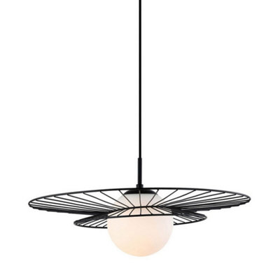 Luminosa Modern Hanging Pendant Black 1 Light With White Shade E27 Diy At Bandq