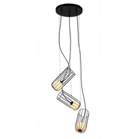 Luminosa Modern Hanging Pendant Black 3 Light  with Black, White Shade, G9