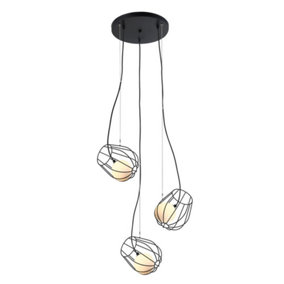 Luminosa Modern Hanging Pendant Black 3 Light  with Black, White Shade, G9