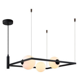 Luminosa Modern Hanging Pendant Black 3 Light  with White Shade, G9
