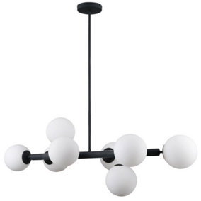 Luminosa Modern Hanging Pendant Black 8 Light  with White Shade, G9